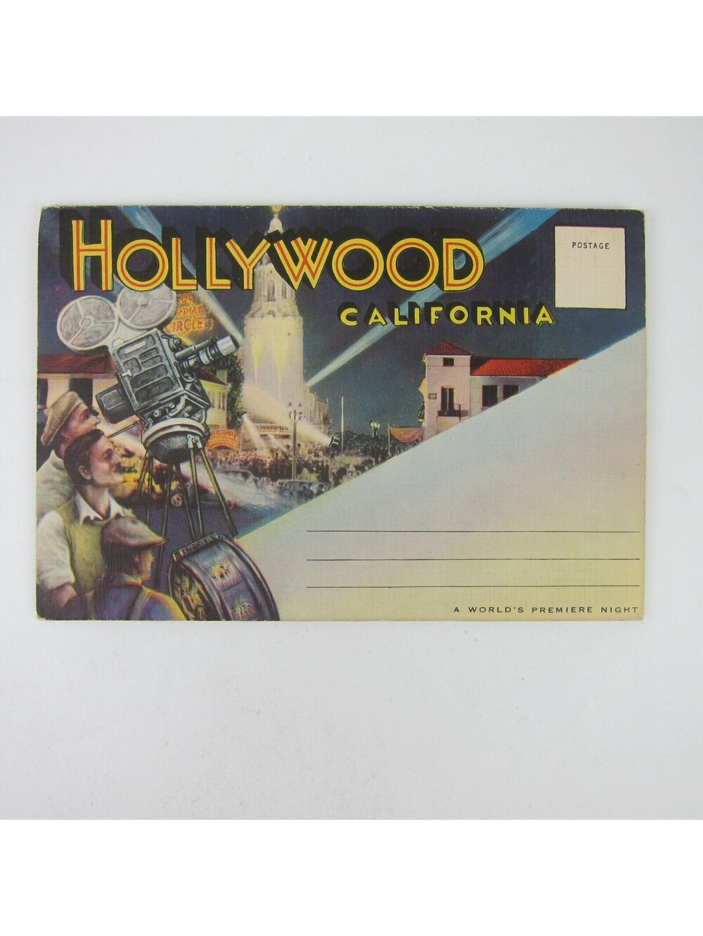 Hollywood California 12 Postcard Folder Radio City, Graumans, Blvd Vintage 1930s
